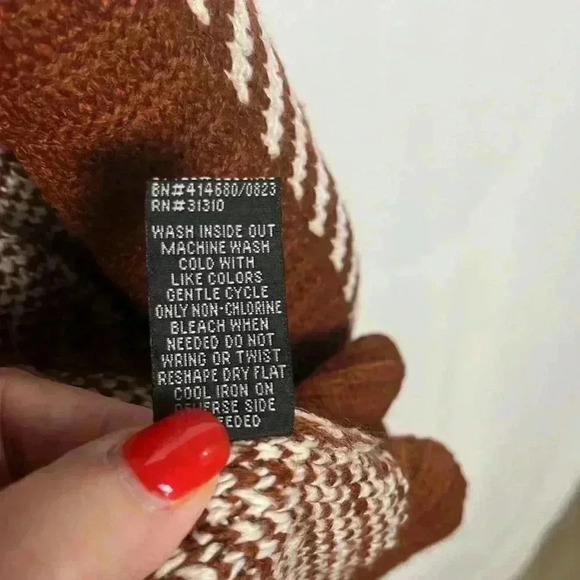 Fortune & Ivy Womens Cardigan Rust & Cream XL Open Front Long Line Chevron Comfy - Picture 8 of 13